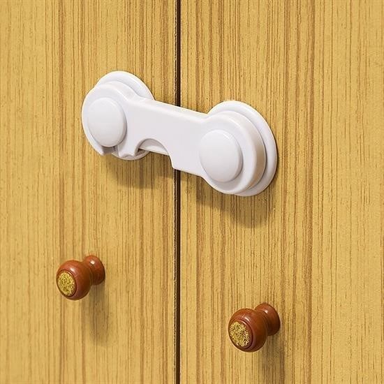 shop® Bebek Çocuk Güvenliği Çekmece ve Dolap İçin Kendiliğinde Yapışkanlı Vidasız Kapak Kilidi