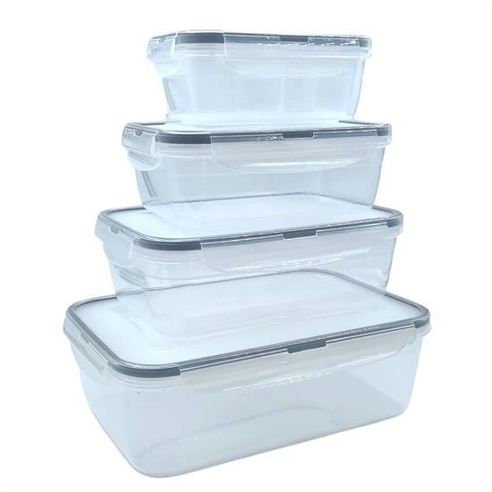 shop® 4lü İç İçe Sızdırmaz Contalı Kilitli Kapaklı Plastik Erzak Saklama Kapları LC315