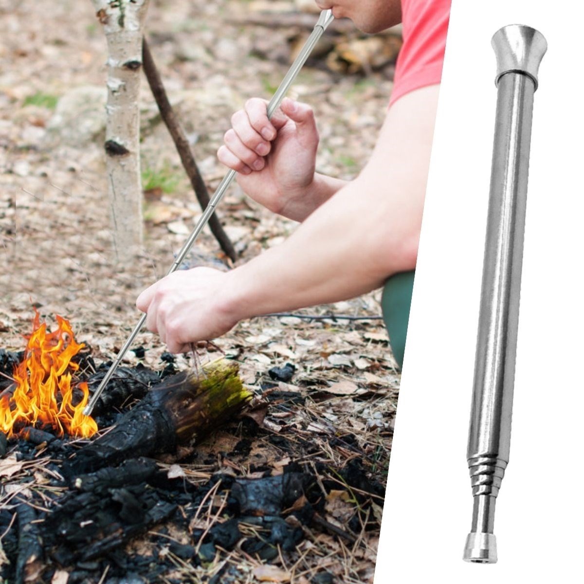 shop®  Teleskopik Ateş Başlatıcı Outdoor Üfleme Borusu 63 Cm