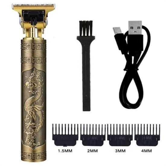 shop® Vintage Görünümlü Güçlü 4 Farklı Başlıklı USB ŞarjlI Manuel Tıraş Makinası