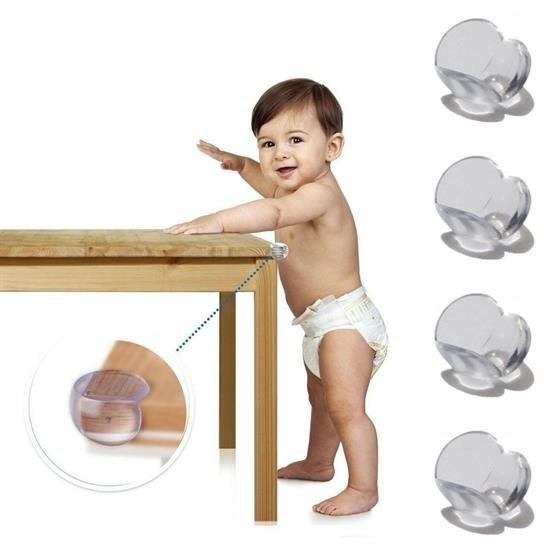 shop® Bebek Çocuk Yumuşak ve Esnek Dairesel Şeffaf Yapışkanlı Güvenlik Köşe Koruyucu (4 Adet)