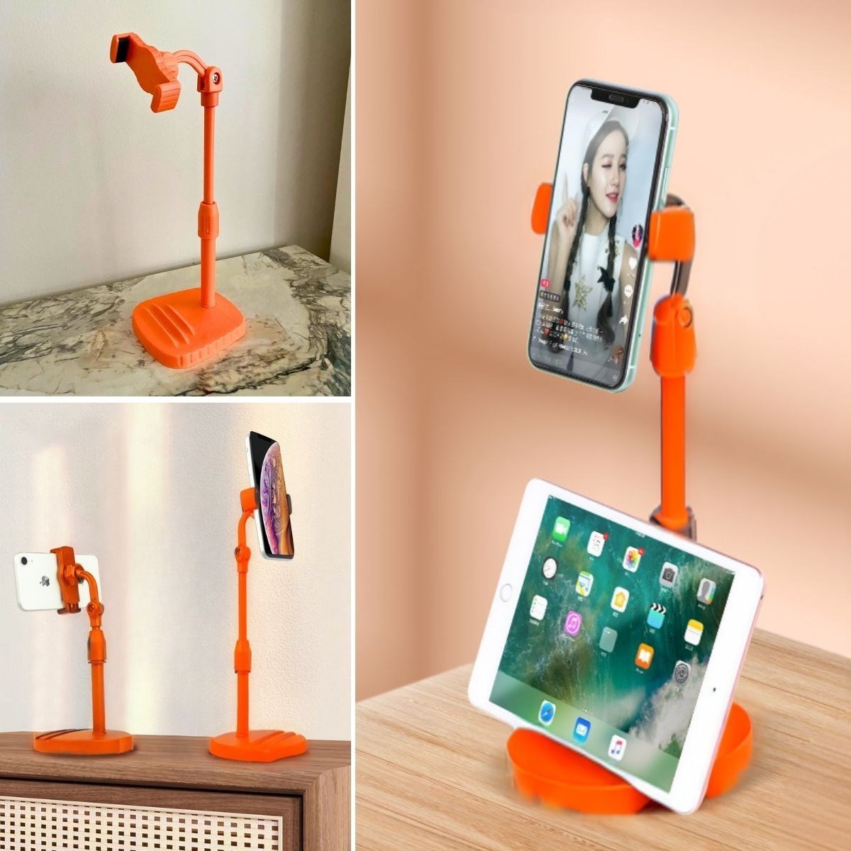  shop® Masa Üstü Tablet ve Telefon Tutucu Plastik Aparat Turuncu Telefon Standı
