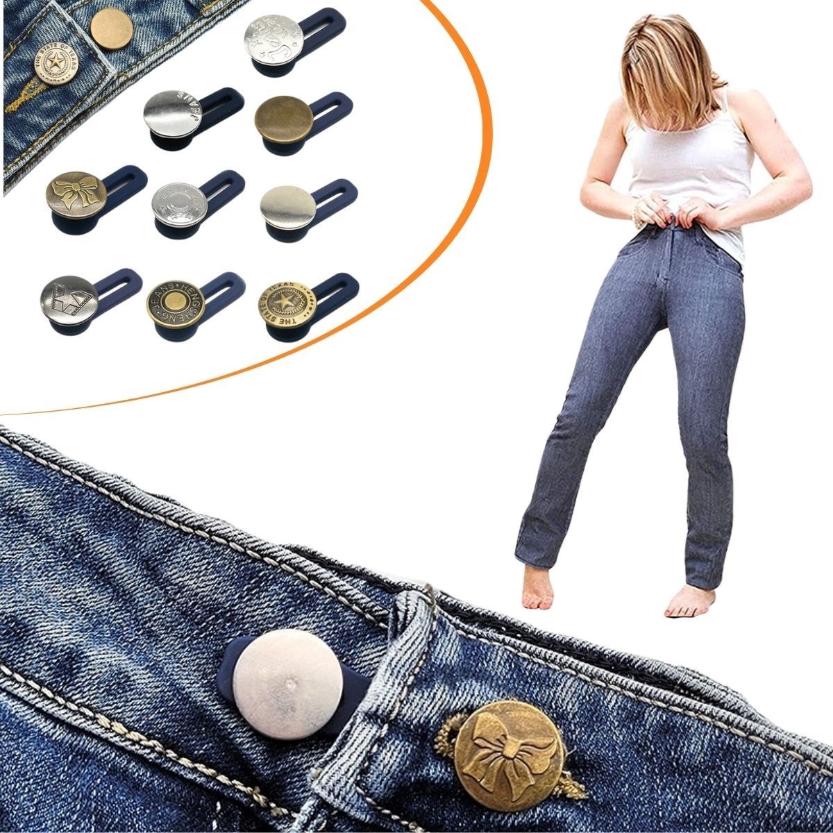 shop® 10 Adet Yedek Kot Düğmeleri Beden Genişletici