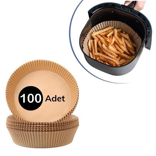 shop®100 Adet  Air Fryer Pişirme Kağıdı Tek Kullanımlık  Yağlı Kağıdı Yuvarlak Tabak Model