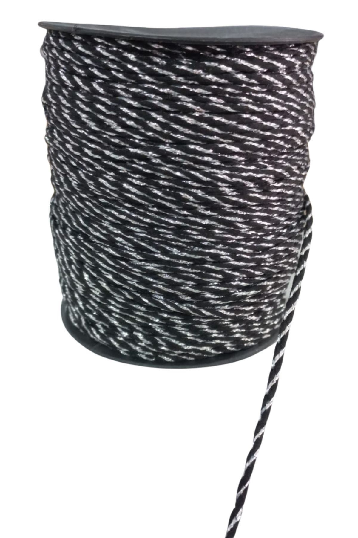 Bileklik ipi, Hediye Paketleme ipi, Şans, Bereket, Aşk, Şifa, Güç 5 mm Pamuk  5 metre Siyah
