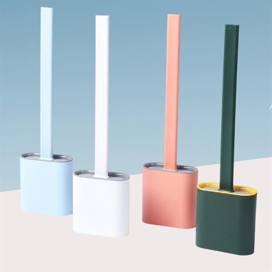 shop® Duvara Monte Edilebilir Kapaklı Askılı Klozet Yumuşak Silikon Başlıklı Tuvalet Fırçası Seti