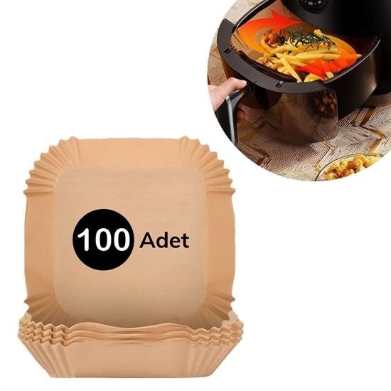 shop® 100 Adet Air Fryer Pişirme Kağıdı Tek Kullanımlık  Gıda Yağlı Kağıdı Kare Tabak Model
