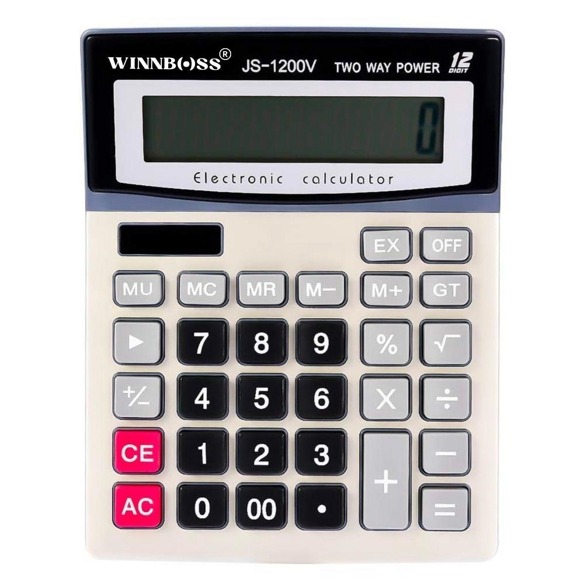 shop® 12 Haneli Geniş LCD Ekran, Pilli Büyük Düğmeli Hesap Makinesi
