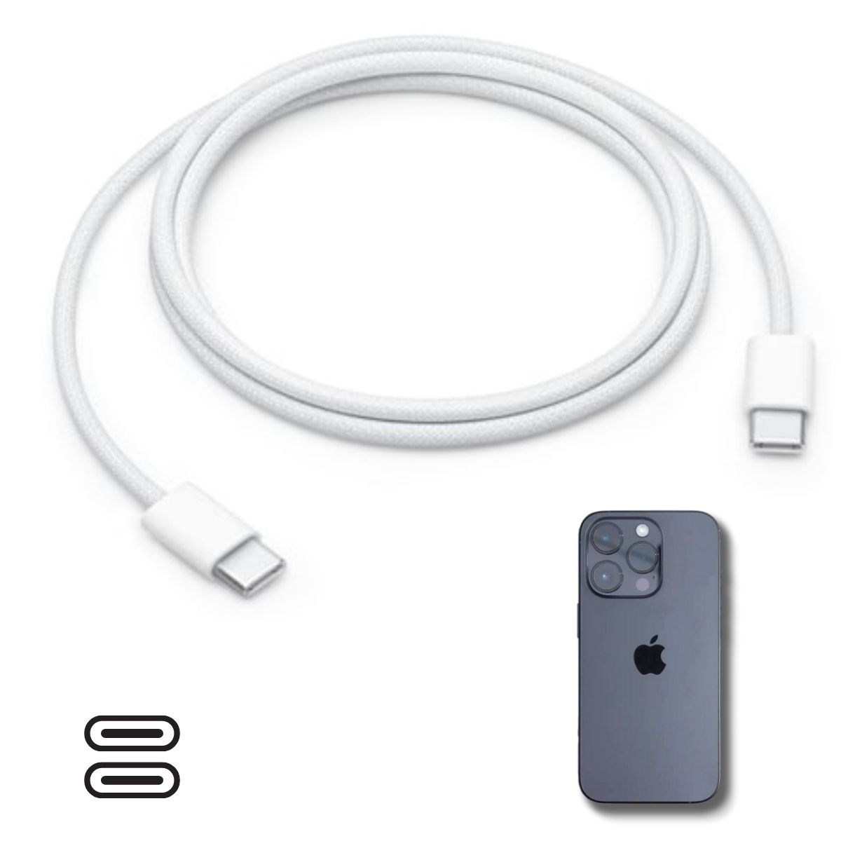 shop® Apple 15/15 Pro Type-C to Type-C Hasır Örgü Hızlı Şarj Kablosu (1m)
