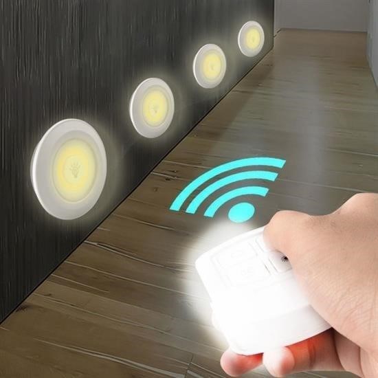 shop® 3lü Uzaktan Kumandalı Pilli Yapışkanlı Kablosuz Led Spot Lambalar