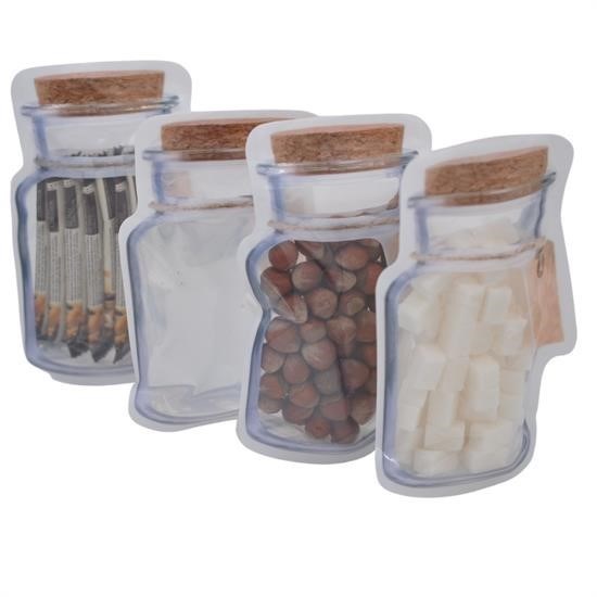shop® Kavanoz Görünümlü Kilitli Poşet Çıtçıtlı ve Pratik Torba 4 Adet