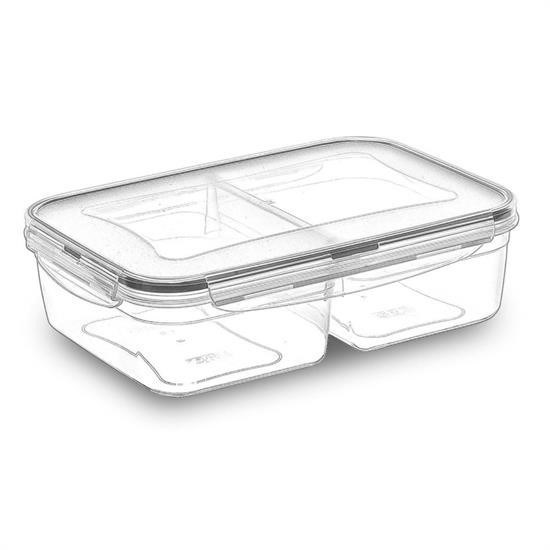 shop® 2 Bölmeli 1+1 Litre Kilitli Kapaklı Erzak Saklama Kabı LC-525