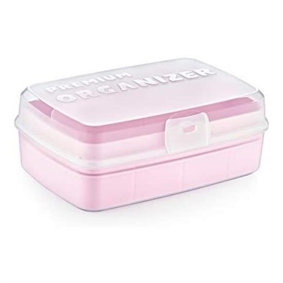shop® 12 Bölmeli Çok Amaçlı Takı Toka Kutusu Dikiş Kutusu Kapaklı Organizer Kutusu Bölmeli Kutu