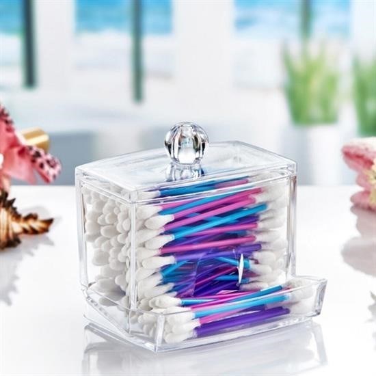 shop® Şeffaf Kapaklı Kulak Temizleme Çubuğu Organizatörü Saklama Kutusu