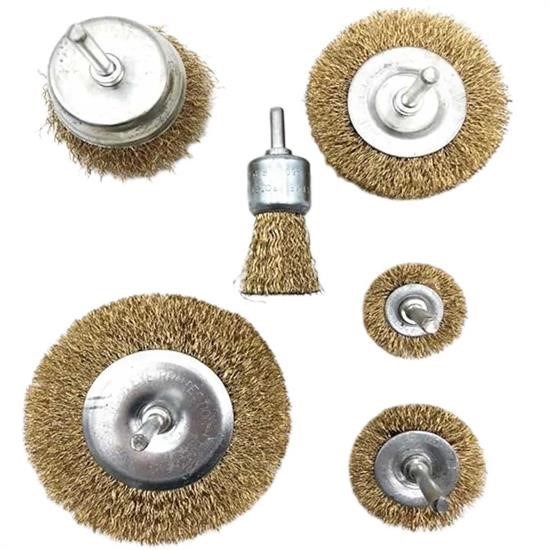 shop® 6'lı Pimli Tel Fırça Seti Pas Yağ Kir Boya Yapışkan Çözücü
