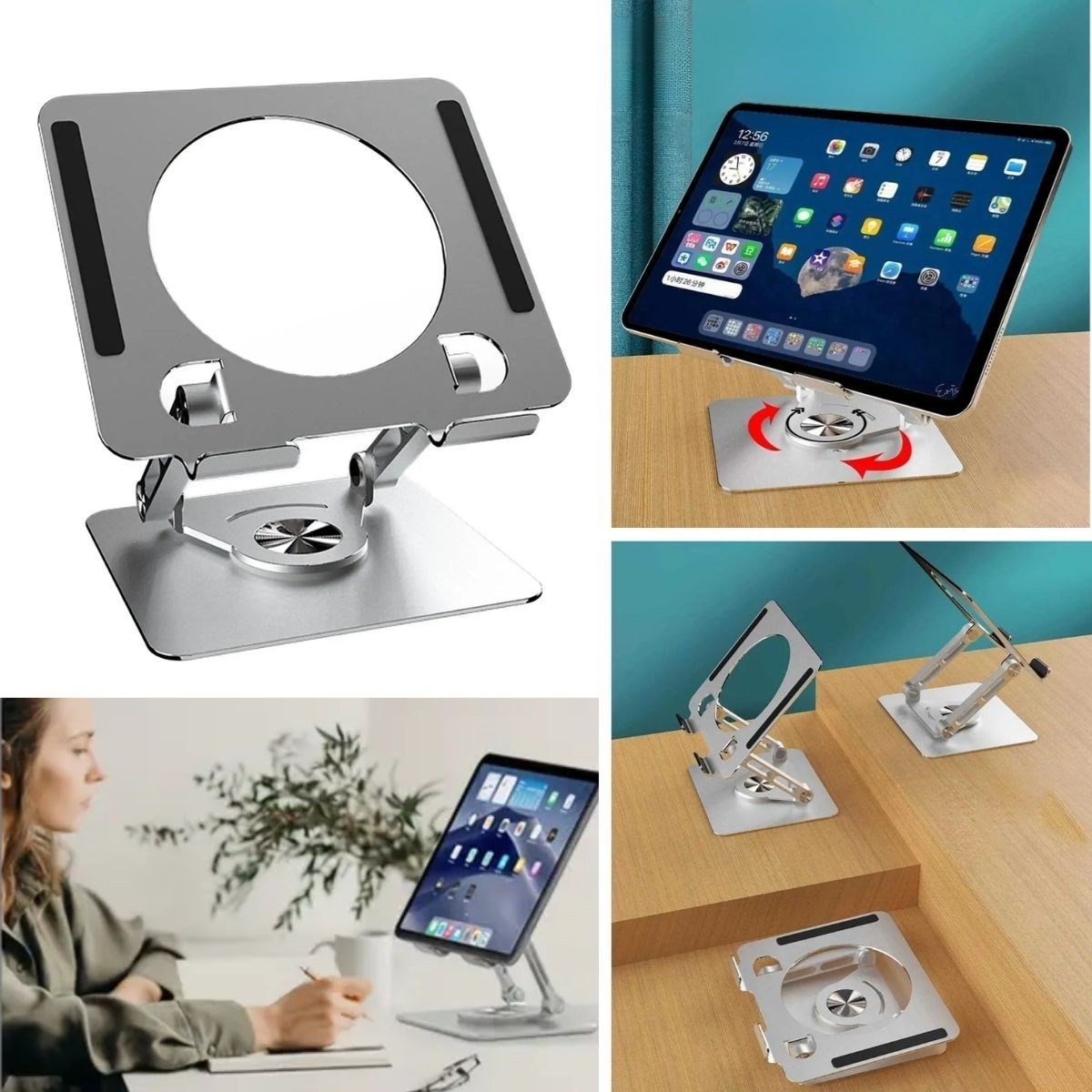 shop® 360 Derece Dönebilen Yükseltilmiş Masaüstü Ayarlanabilir  Metal Tablet Standı