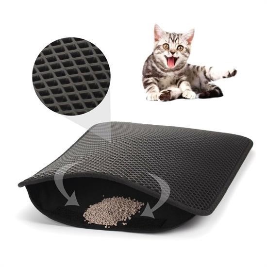 shop® Kedi Tuvalet Önü Kum Toplayıcı Temizleyici Elekli Gri Paspas