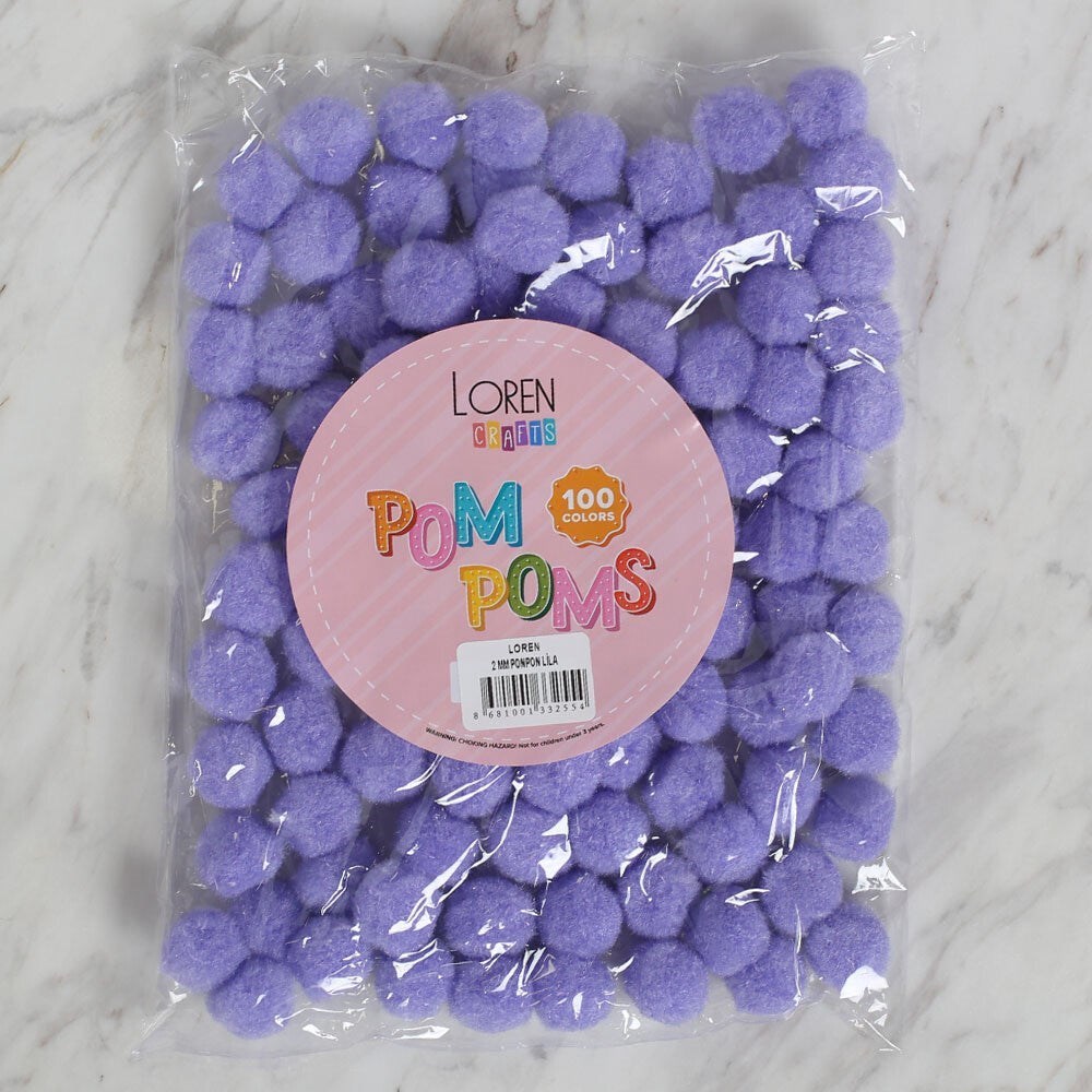 LOREN CRAFTS 2 CM 100 ADET LİLA PONPON 