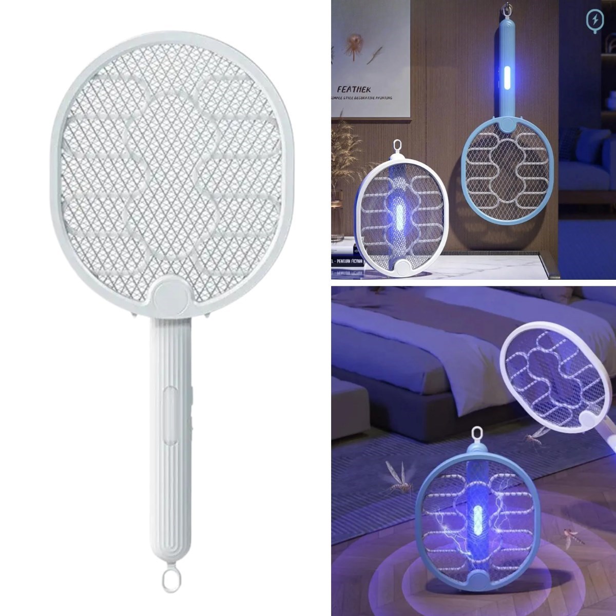 shop® Sinek Öldürücü Masaüstü Olabilen Katlanabilir Şarjlı Sinek Raketi 5W 400mAh