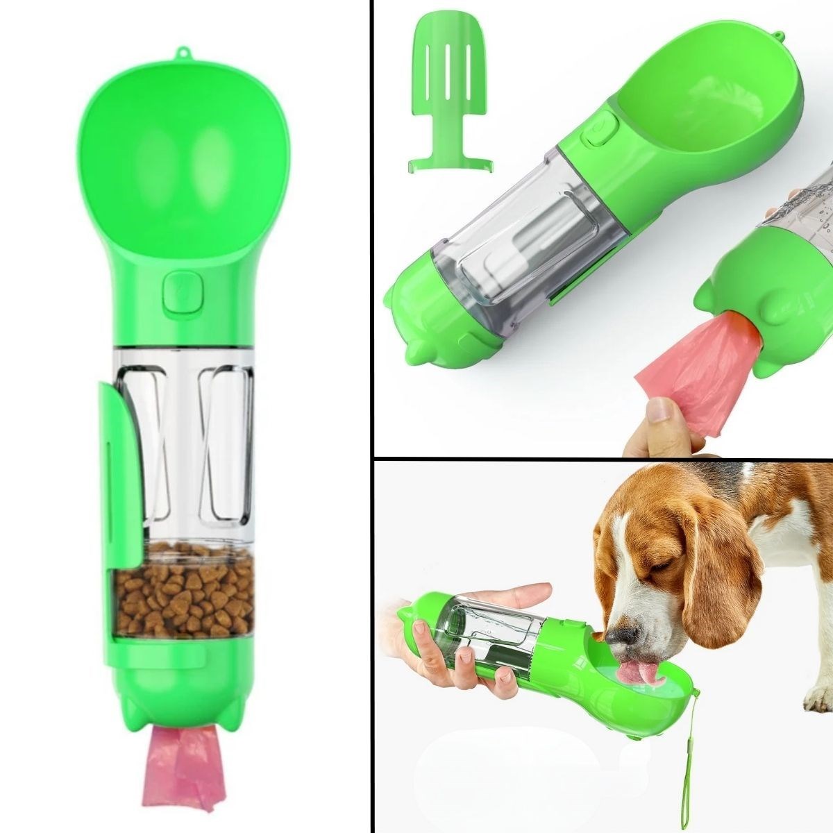 shop® Taşınabilir Hazneli Mama Kaplı ,Kaka Poşetli Kedi,Köpek Suluğu-300ml