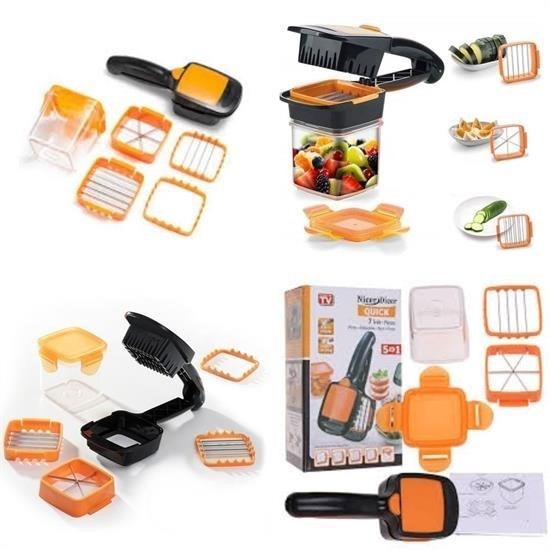shop® Quick 5 İn 1 Büyük Hazneli Pratik Hızlı Meyve Sebze Doğrayıcı Rende