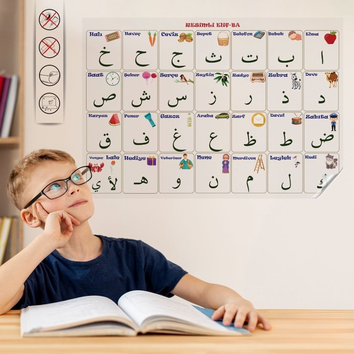 shop® 100x150 cm Statik Kağıt Elif-Ba Öğrenme Tahtası