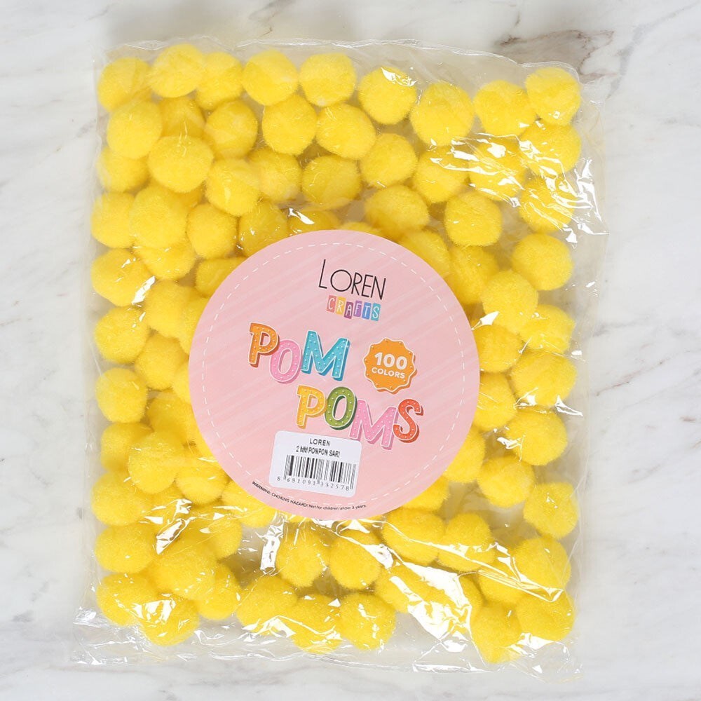 LOREN CRAFTS 2 CM 100 ADET SARI PONPON 