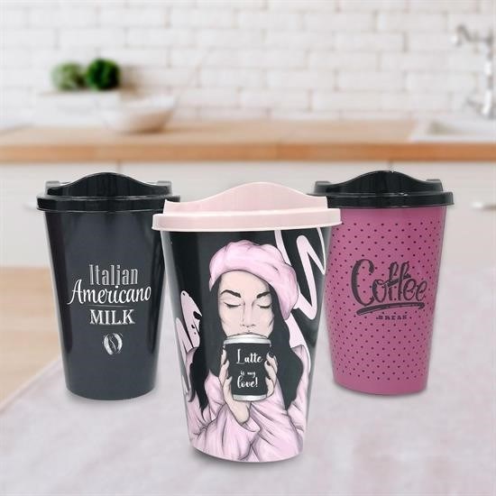 shop® 3 Adet Kahve Bardağı Seti Dekoratif Plastik Kahve Muhafaza Bardağı