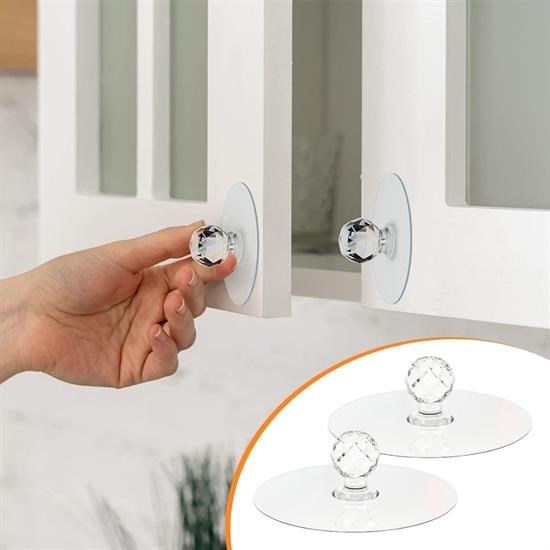 shop® 2 Adet Kristal Kendiliğinden Güçlü Yapışkanlı Kulp Askısı Tutma Kolu
