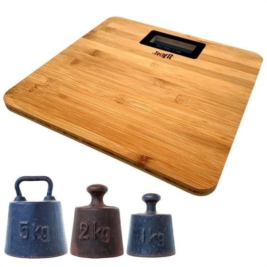 shop® Techfit Bambu Banyo Baskülü Yüksek Hassasiyetli Darbelere Dijital Dayanıklı Terazi Tf 1065 M