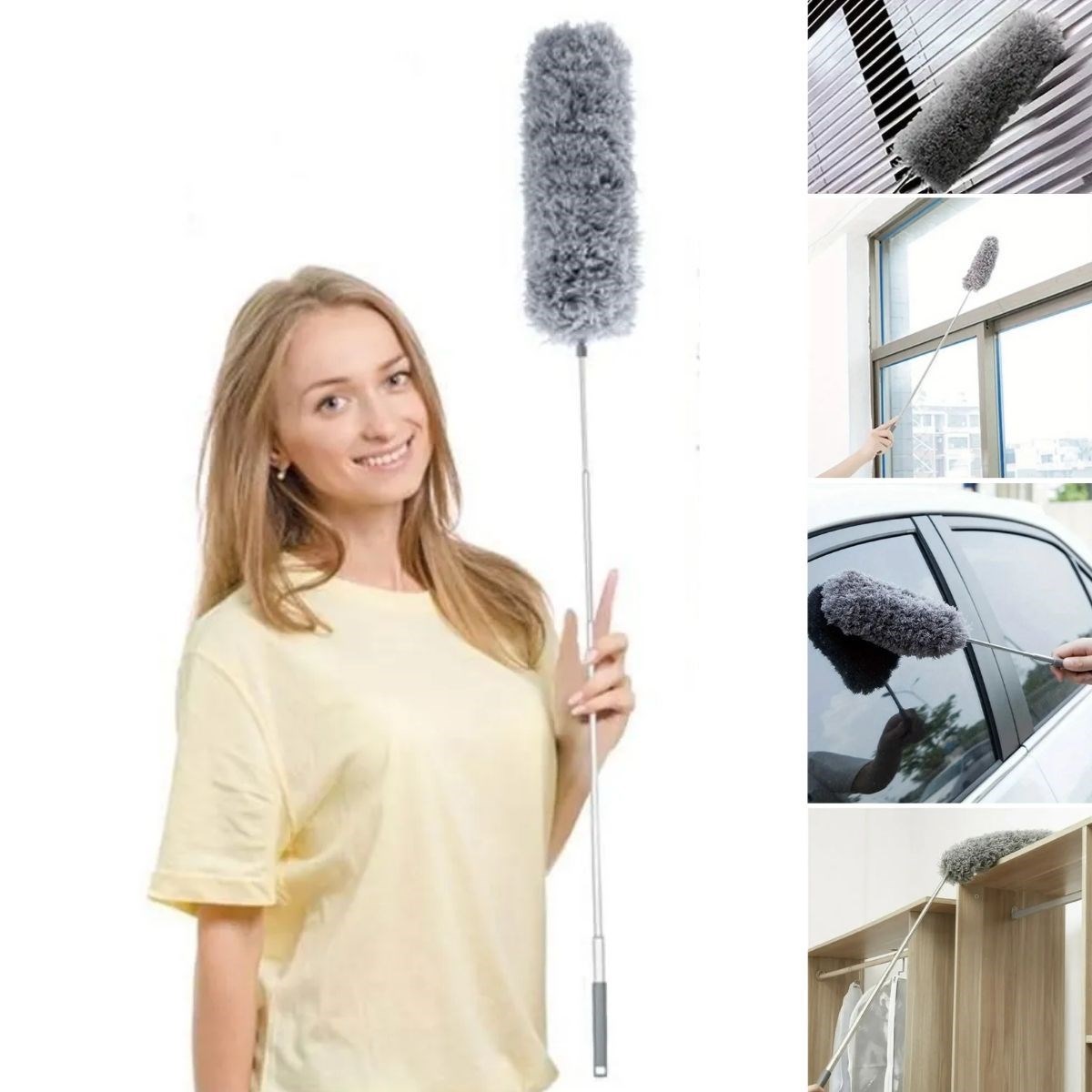  shop®Teleskopik Bükülebilir Köşe Bucak Toz Alma Püskülü Dev Boy 280 cm