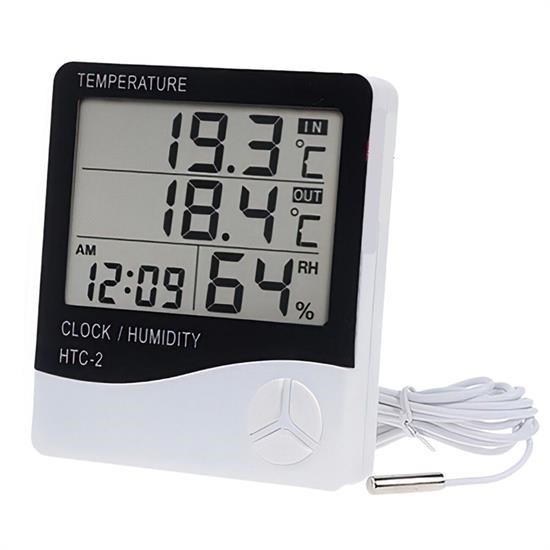shop® İç ve Dış Ortam Sıcaklığını Ölçebilen LCD Ekran Saat Göstergeli Alarmlı Nem Ölçer Termometre