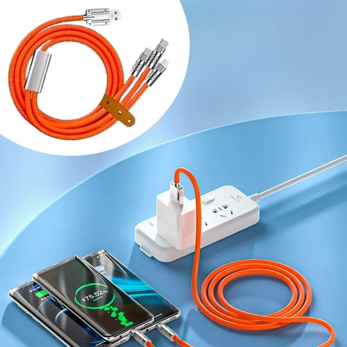 shop®  3 Şarj Aleti 1 Arada Çinko Alaşım Hızlı Şarj Kablosu Turuncu