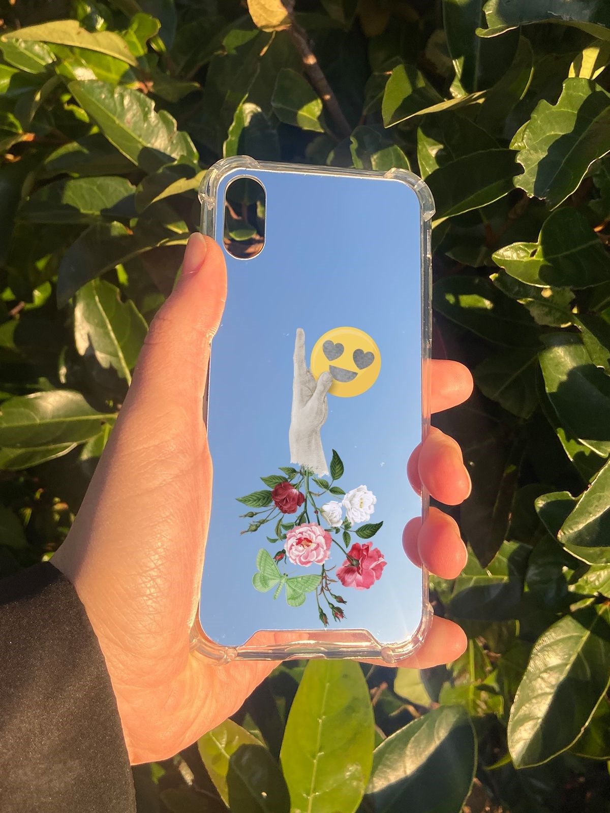 İphone XS Uyumlu Aynalı Emoji Desenli Darbe Kamera Korumalı Silikon Telefon Kılıfı