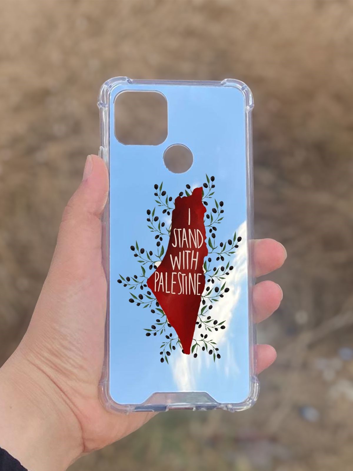 Oppo A15  Uyumlu Aynalı Palestine Desenli Darbe Kamera Korumalı Silikon Telefon Kılıfı