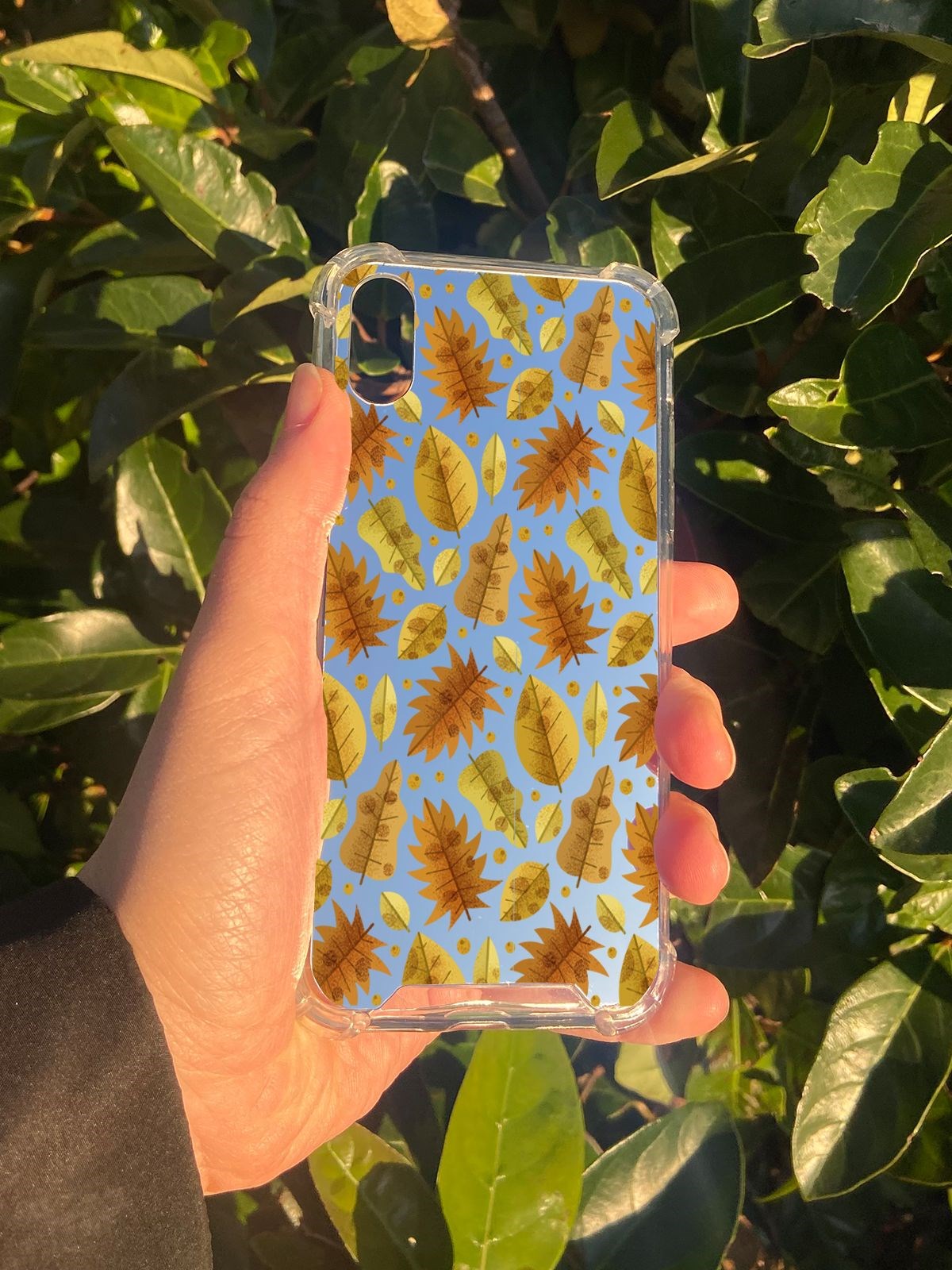 İphone XS Uyumlu Aynalı SonBahar Desenli Darbe Kamera Korumalı Silikon Telefon Kılıfı