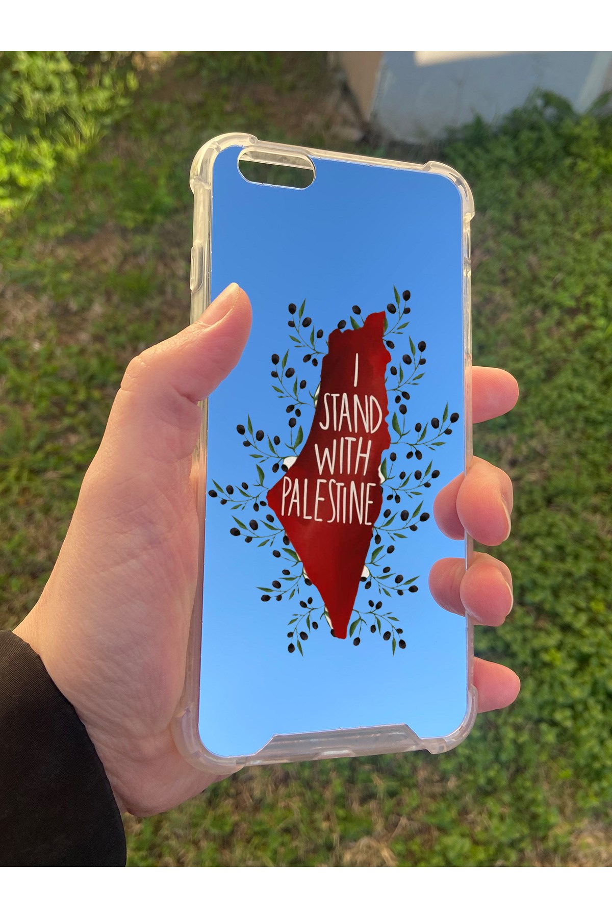 İphone 6S Plus Uyumlu Aynalı Palestine Desenli Darbe Kamera Korumalı Silikon Telefon Kılıfı
