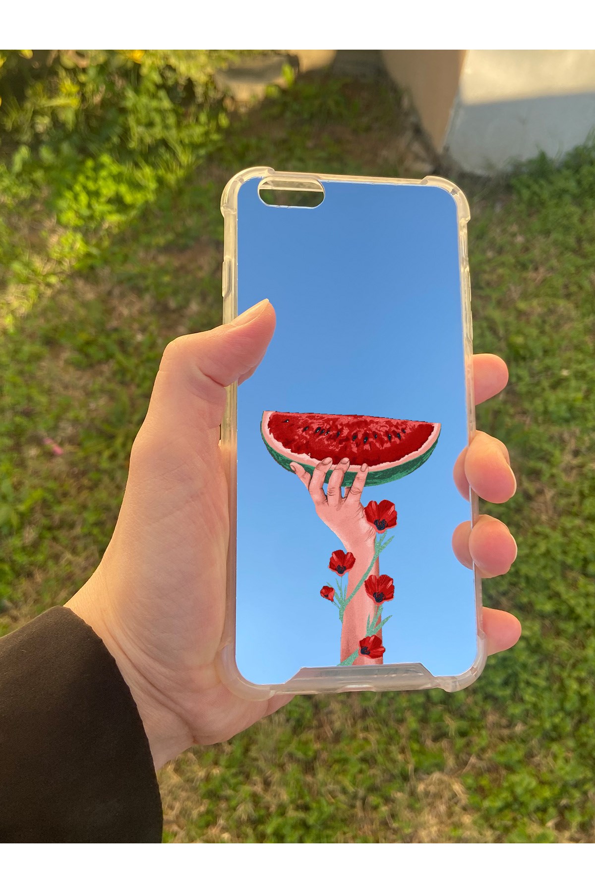 İphone 6S Plus Uyumlu Aynalı Filistin Desenli Darbe Kamera Korumalı Silikon Telefon Kılıfı