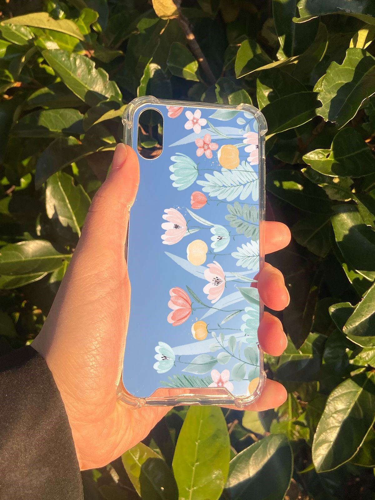 İphone XS Uyumlu Aynalı Renkli Lale Desenli Darbe Kamera Korumalı Silikon Telefon Kılıfı