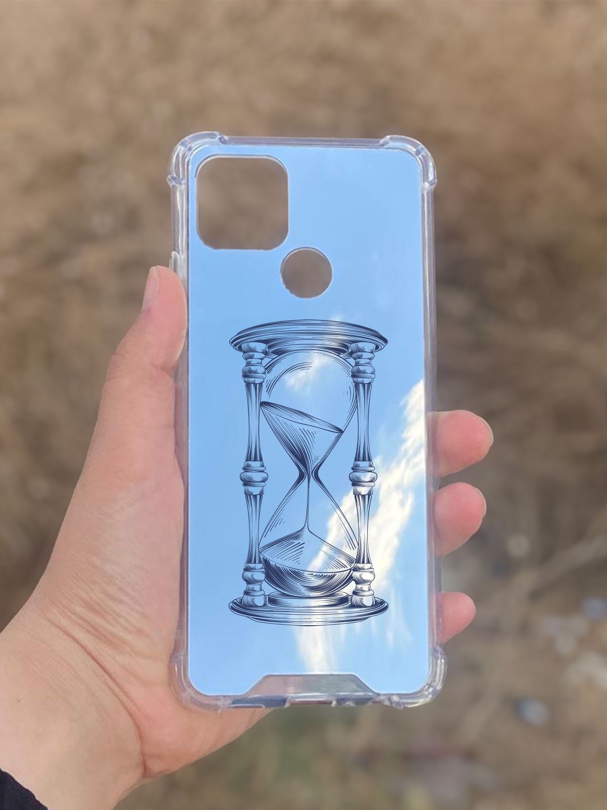 Oppo A15  Uyumlu Aynalı Kum Saati Desenli Darbe Kamera Korumalı Silikon Telefon Kılıfı