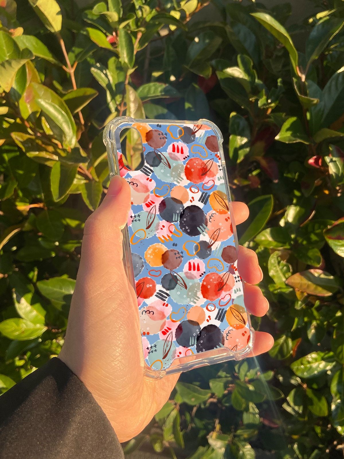 İphone XS Uyumlu Aynalı Renkli Daire Desenli Darbe Kamera Korumalı Silikon Telefon Kılıfı