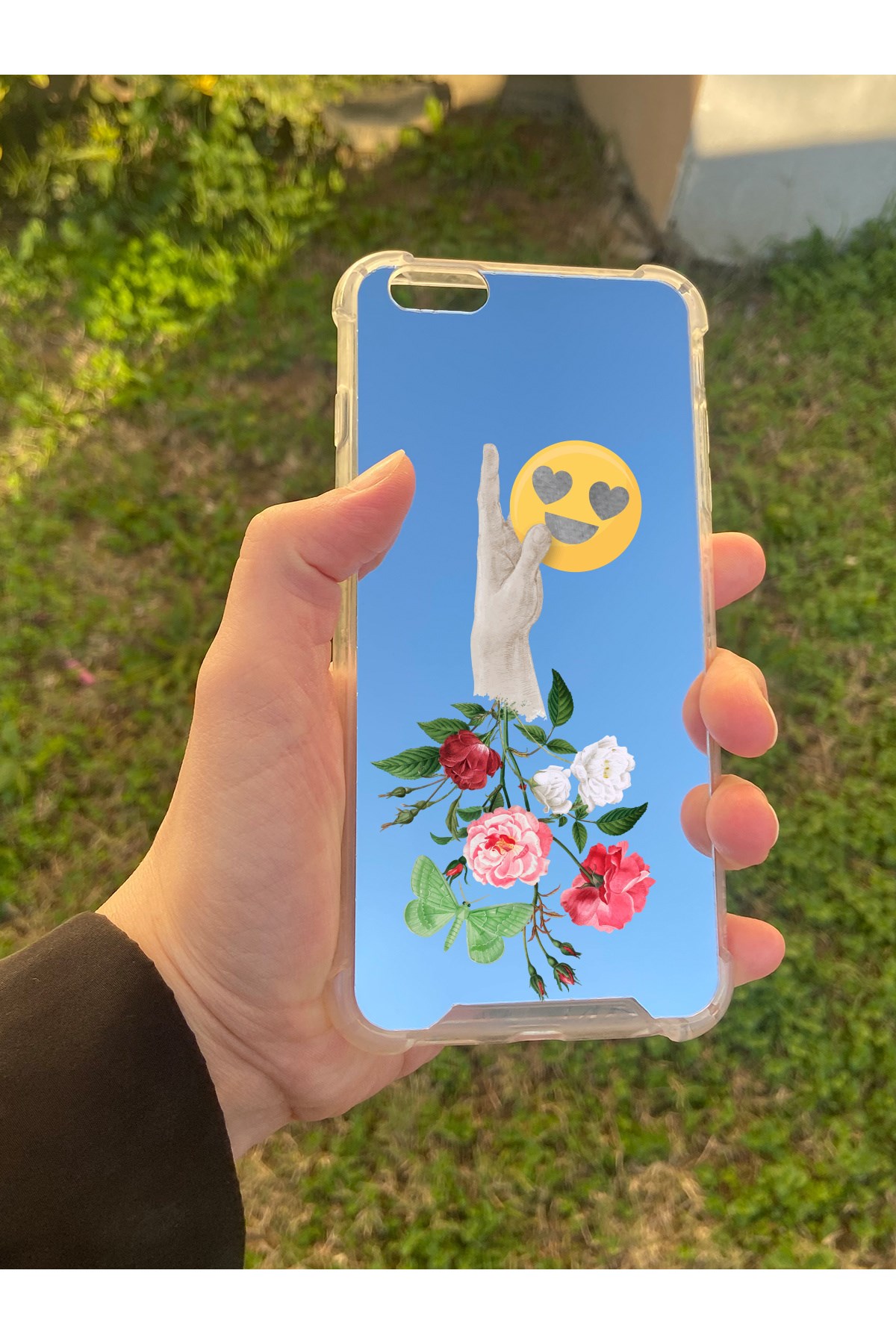 İphone 6S Plus Uyumlu Aynalı Emoji Desenli Darbe Kamera Korumalı Silikon Telefon Kılıfı