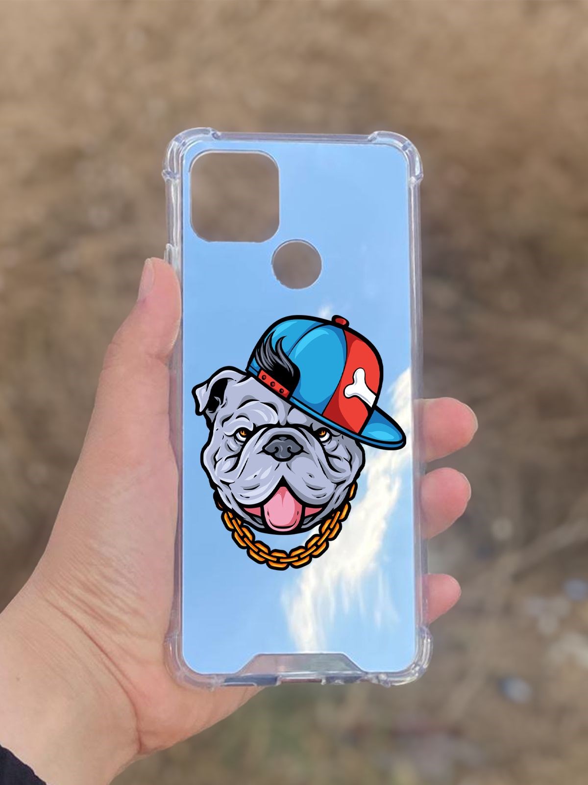 Oppo A15  Uyumlu Aynalı Köpek Desenli Darbe Kamera Korumalı Silikon Telefon Kılıfı