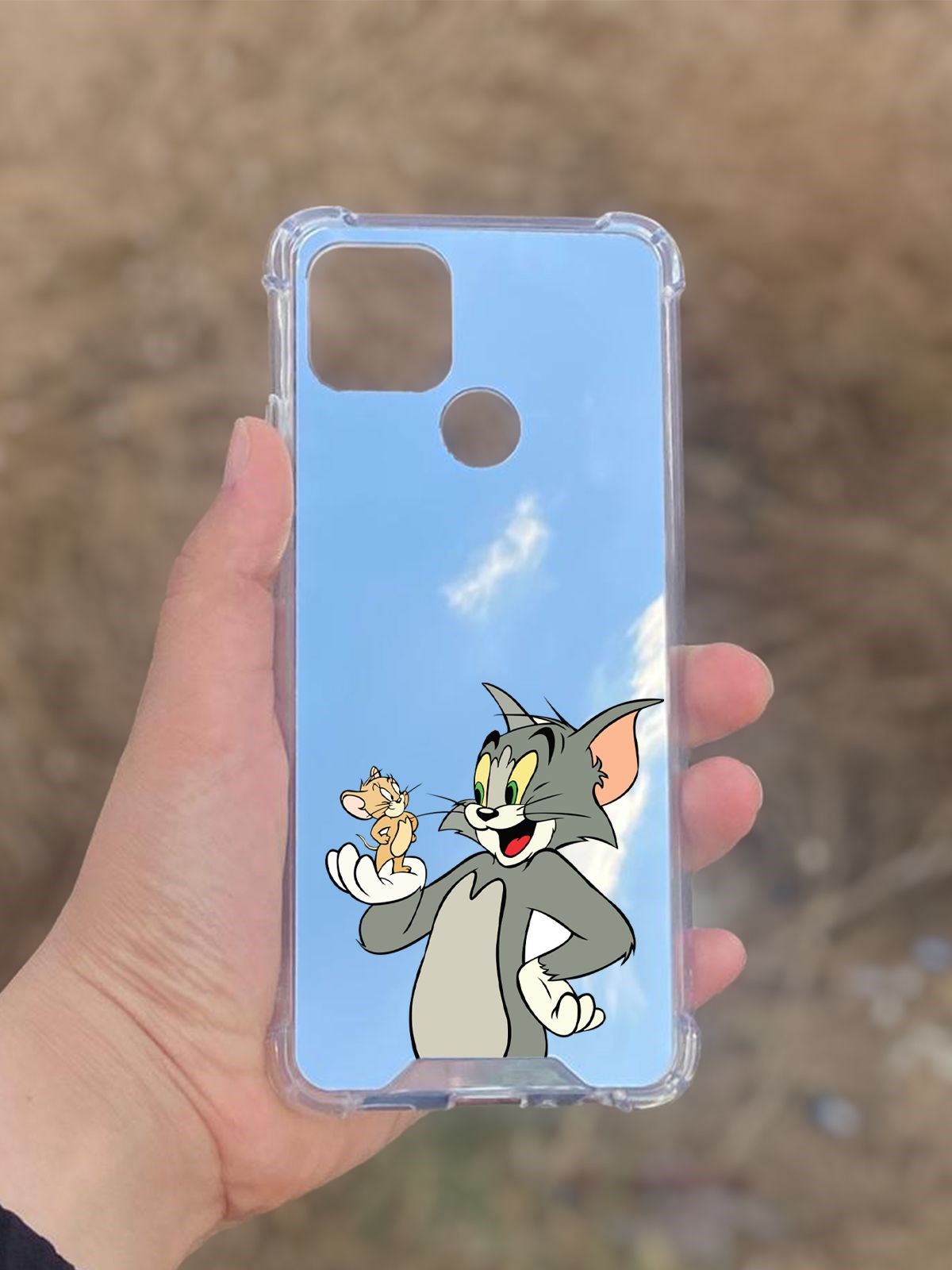 Oppo A15  Uyumlu Aynalı Tom Ve Jeryy Desenli Darbe Kamera Korumalı Silikon Telefon Kılıfı