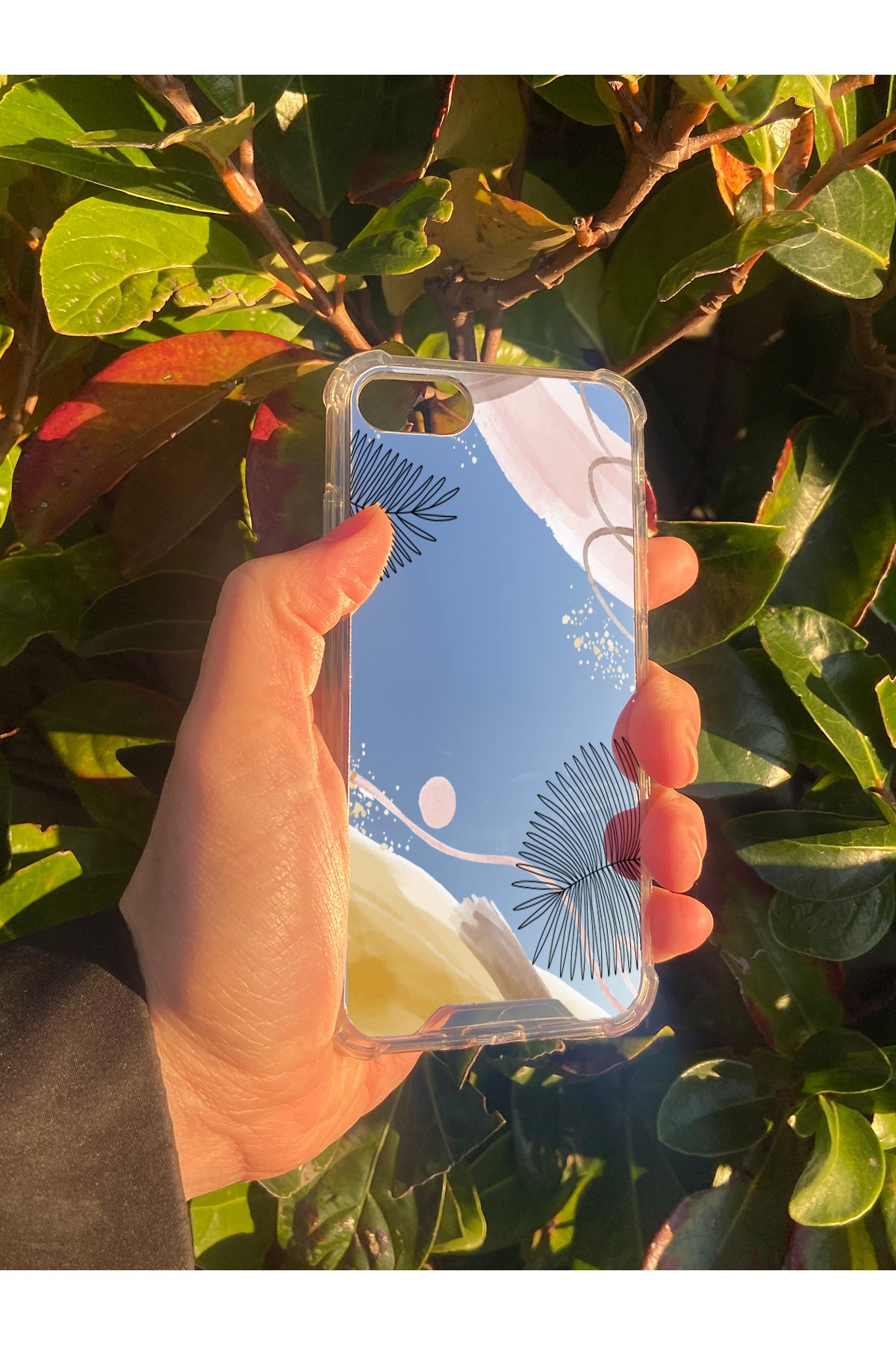 İphone 8 Uyumlu Aynalı Karışık Desenli Darbe Kamera Korumalı Silikon Telefon Kılıfı