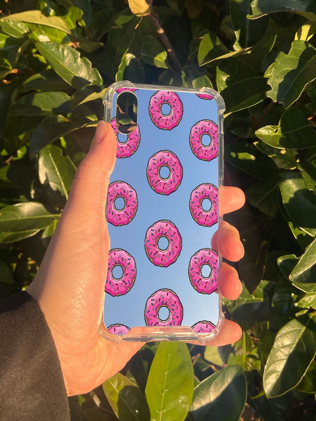 İphone XS Uyumlu Aynalı Donut Desenli Darbe Kamera Korumalı Silikon Telefon Kılıfı