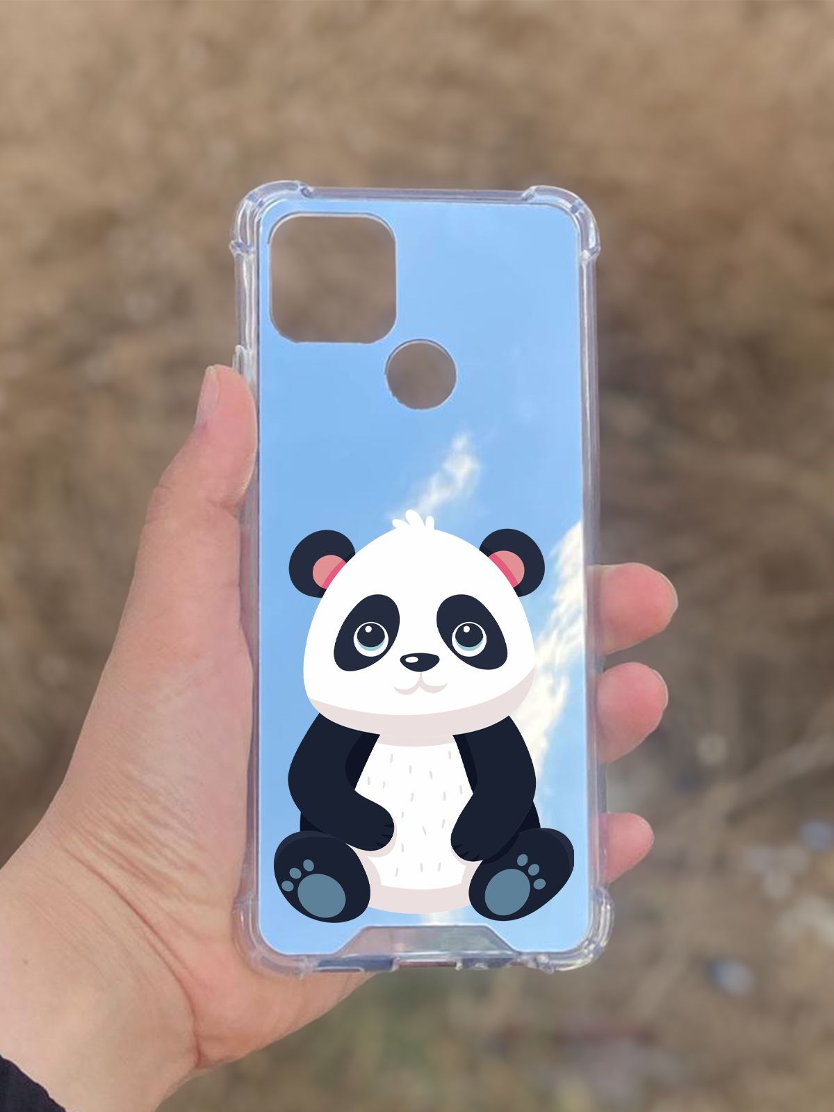 Oppo A15  Uyumlu Aynalı Poncik Desenli Darbe Kamera Korumalı Silikon Telefon Kılıfı