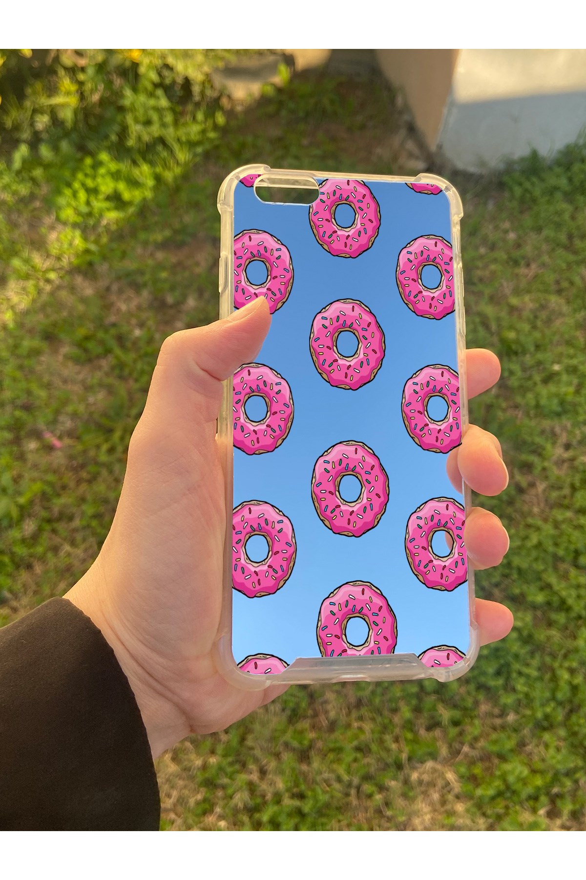 İphone 6S Plus Uyumlu Aynalı Donut Desenli Darbe Kamera Korumalı Silikon Telefon Kılıfı