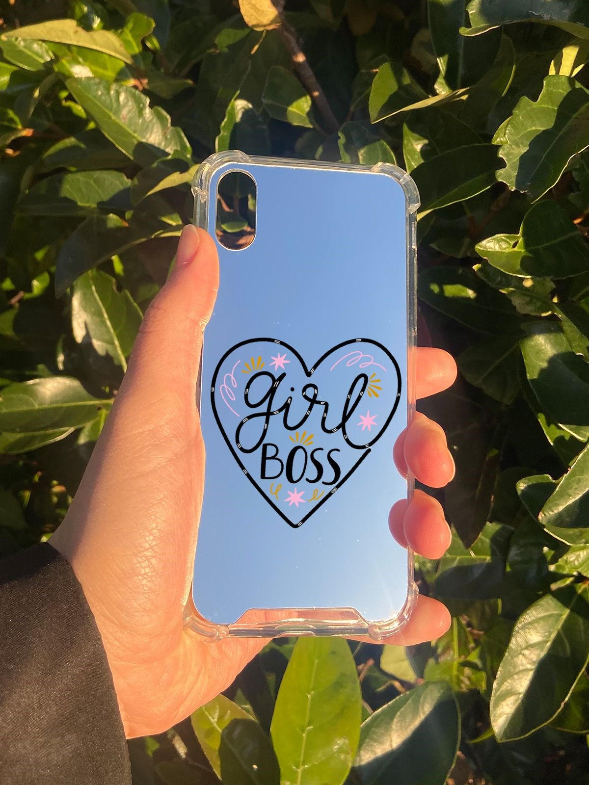 İphone XS Uyumlu Aynalı Girl Desenli Darbe Kamera Korumalı Silikon Telefon Kılıfı