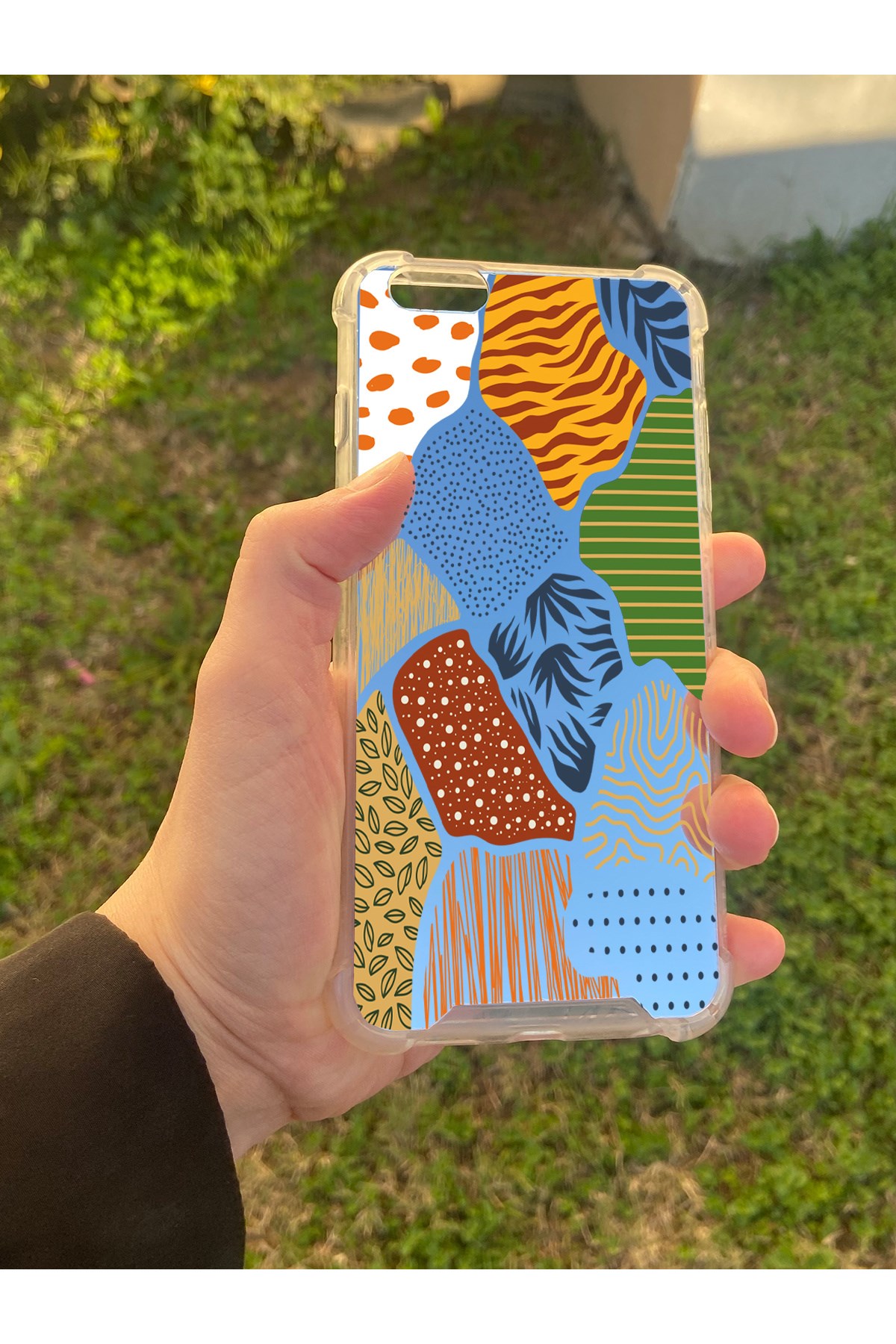İphone 6S Plus Uyumlu Aynalı Karışık Desenli Darbe Kamera Korumalı Silikon Telefon Kılıfı